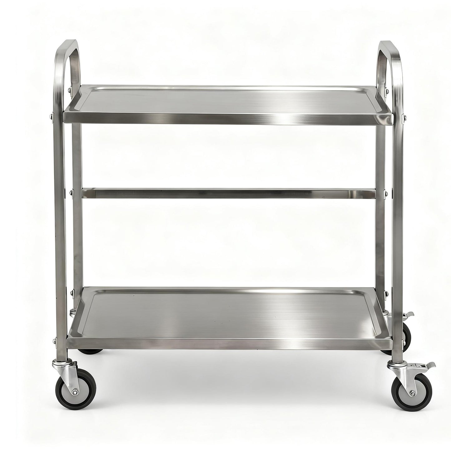 Cefito 2-Tier Stainless Steel Kitchen Trolley with Wheels 84x56x98cm - Image 3