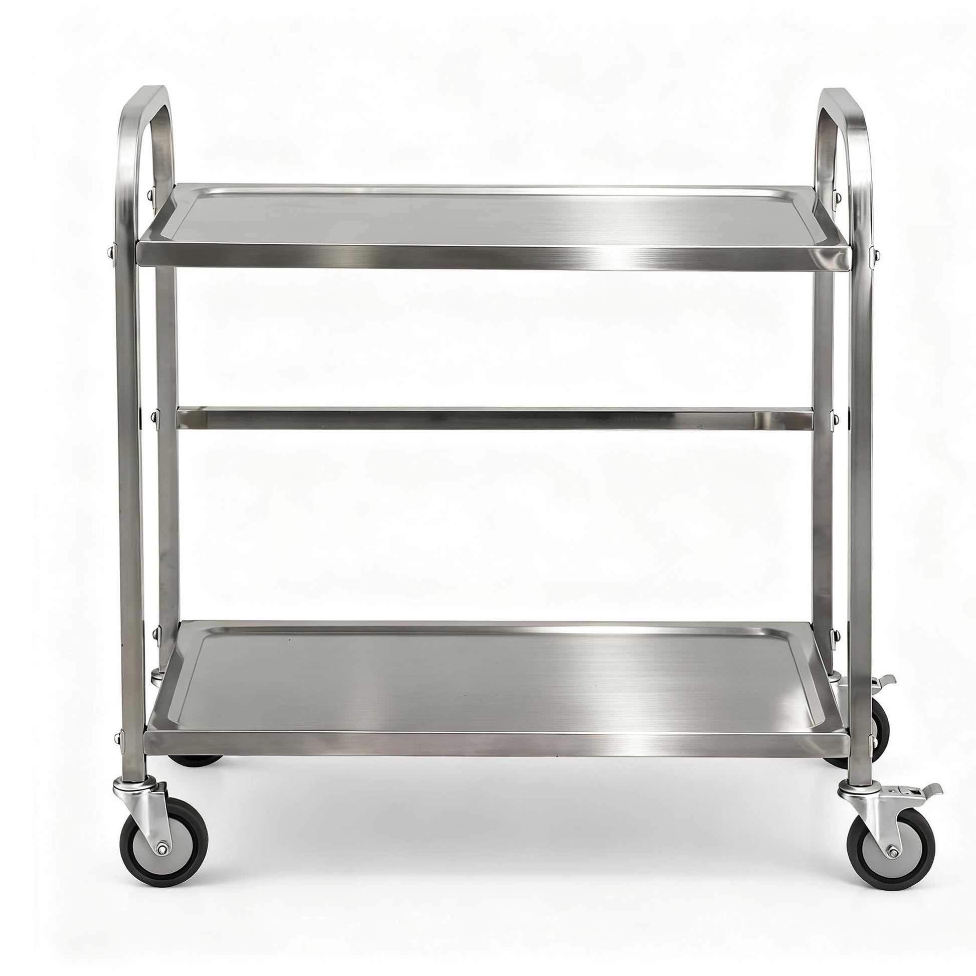 Cefito 2-Tier Stainless Steel Kitchen Trolley with Wheels 84x56x98cm - Image 3
