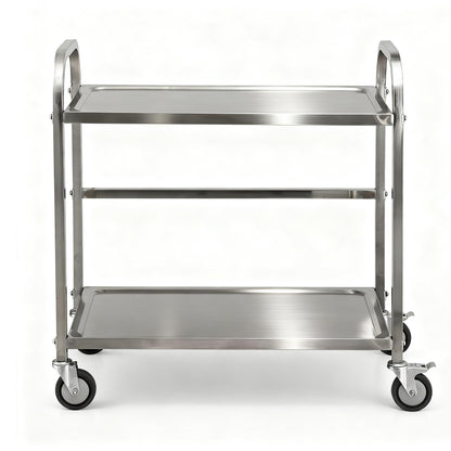 Cefito 2-Tier Stainless Steel Kitchen Trolley with Wheels 84x56x98cm - Image 3