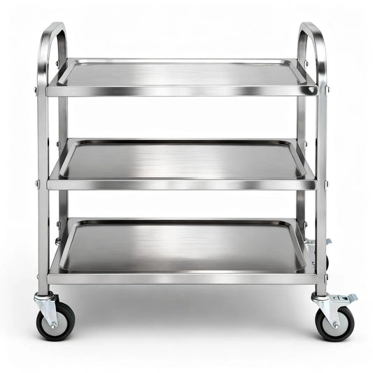 Cefito 3-Tier Stainless Steel Kitchen Trolley with Wheels 89X50X83cm - Image 3