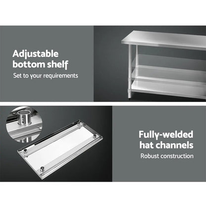 Cefito 1219x610mm Stainless Steel Kitchen Bench 304 - Image 5