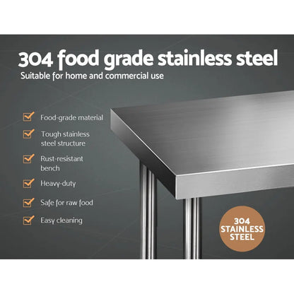 Cefito 1829x610mm Stainless Steel Kitchen Bench 304 - Image 3