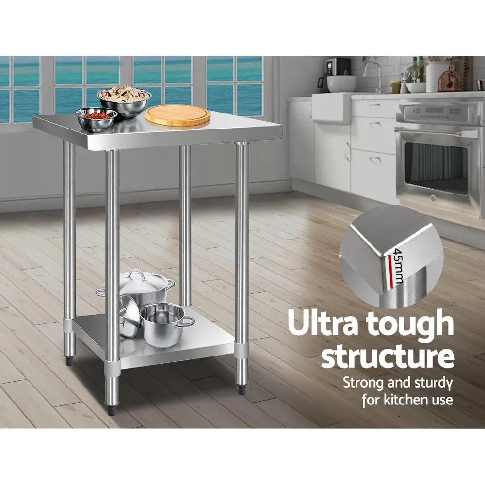 Cefito 610x610mm Stainless Steel Kitchen Bench 430 - Image 4