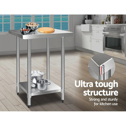 Cefito 610x610mm Stainless Steel Kitchen Bench 430 - Image 4