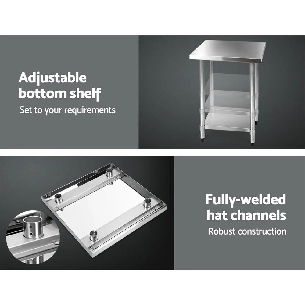Cefito 610x610mm Stainless Steel Kitchen Bench 430 - Image 5