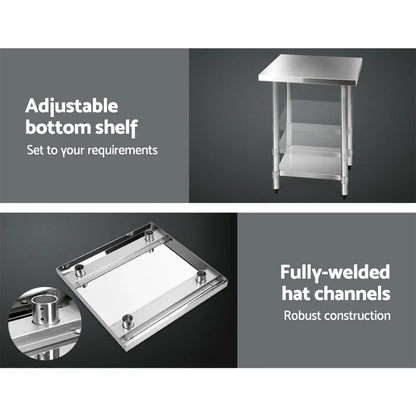 Cefito 610x610mm Stainless Steel Kitchen Bench 430 - Image 5