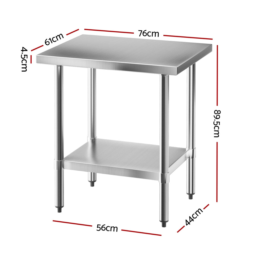 Cefito Stainless Steel Kitchen Bench Work Table 610 x760MM 430 - Image 2