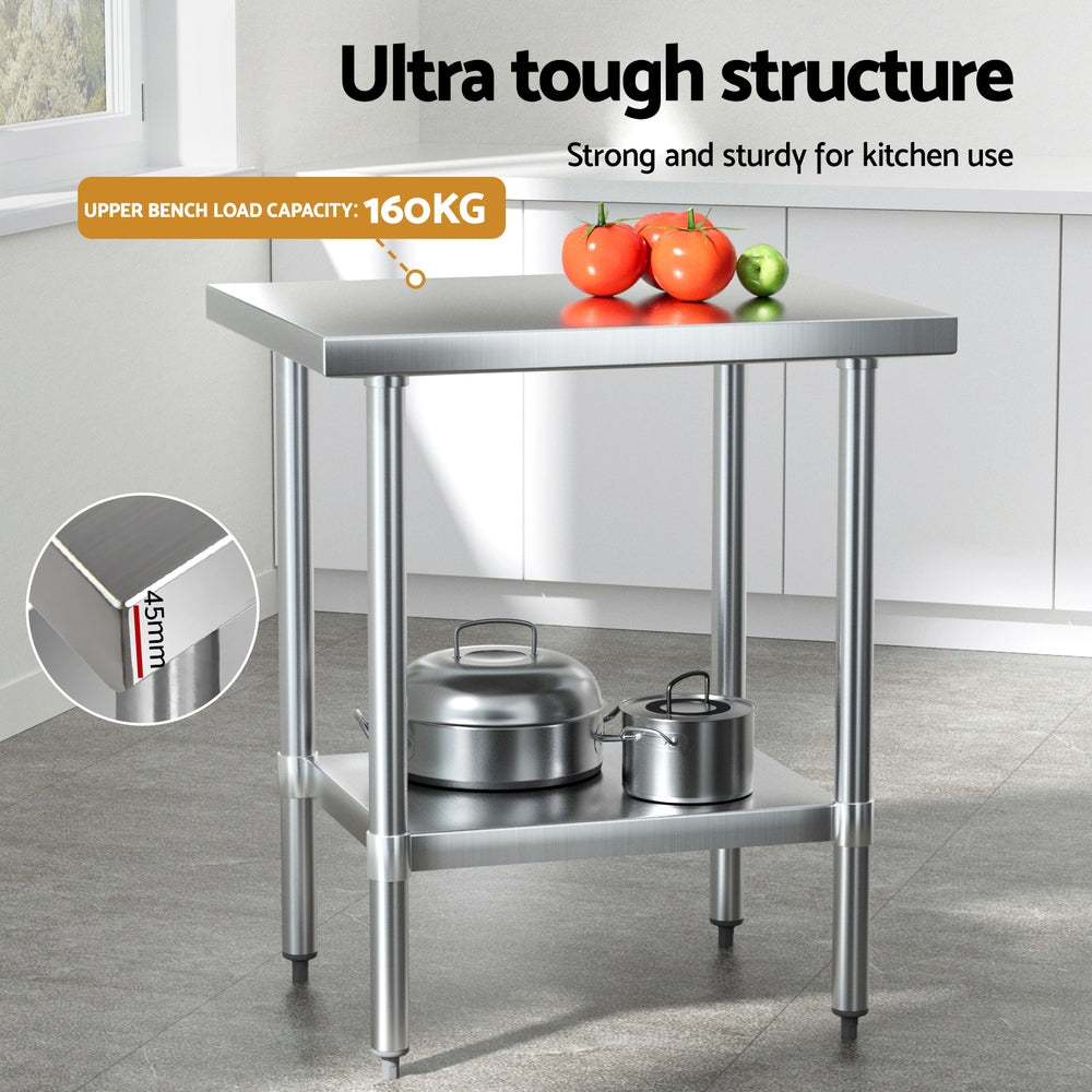 Cefito Stainless Steel Kitchen Bench Work Table 610 x760MM 430 - Image 5