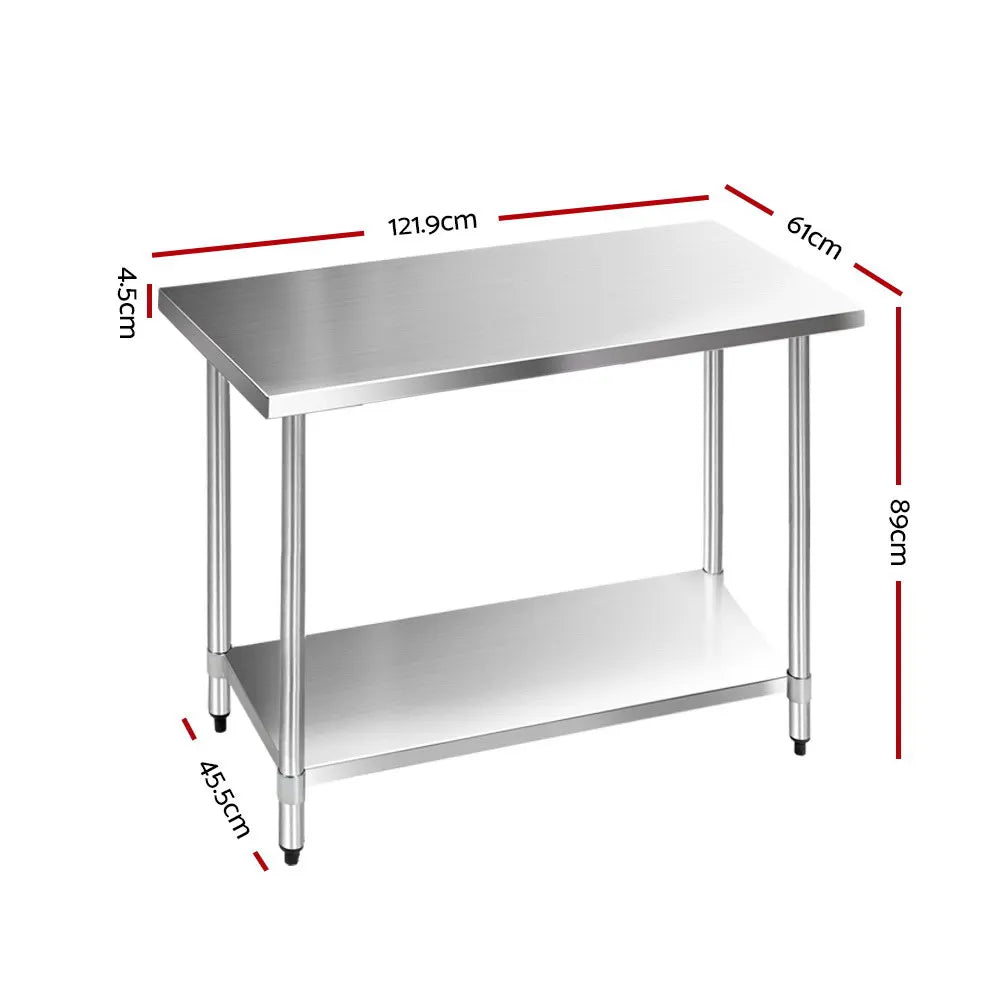 Cefito 1219x610mm Stainless Steel Kitchen Bench 430 - Image 2