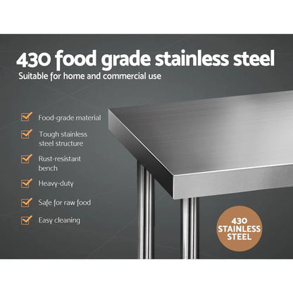 Cefito 1219x610mm Stainless Steel Kitchen Bench 430 - Image 3