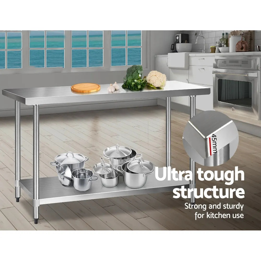 Cefito 1524x610mm Stainless Steel Kitchen Bench 430 - Image 4