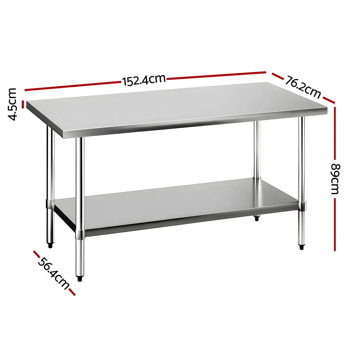 Cefito 1524x762mm Stainless Steel Kitchen Bench 430 - Image 3