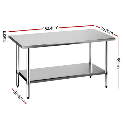 Cefito 1524x762mm Stainless Steel Kitchen Bench 430 - Image 3