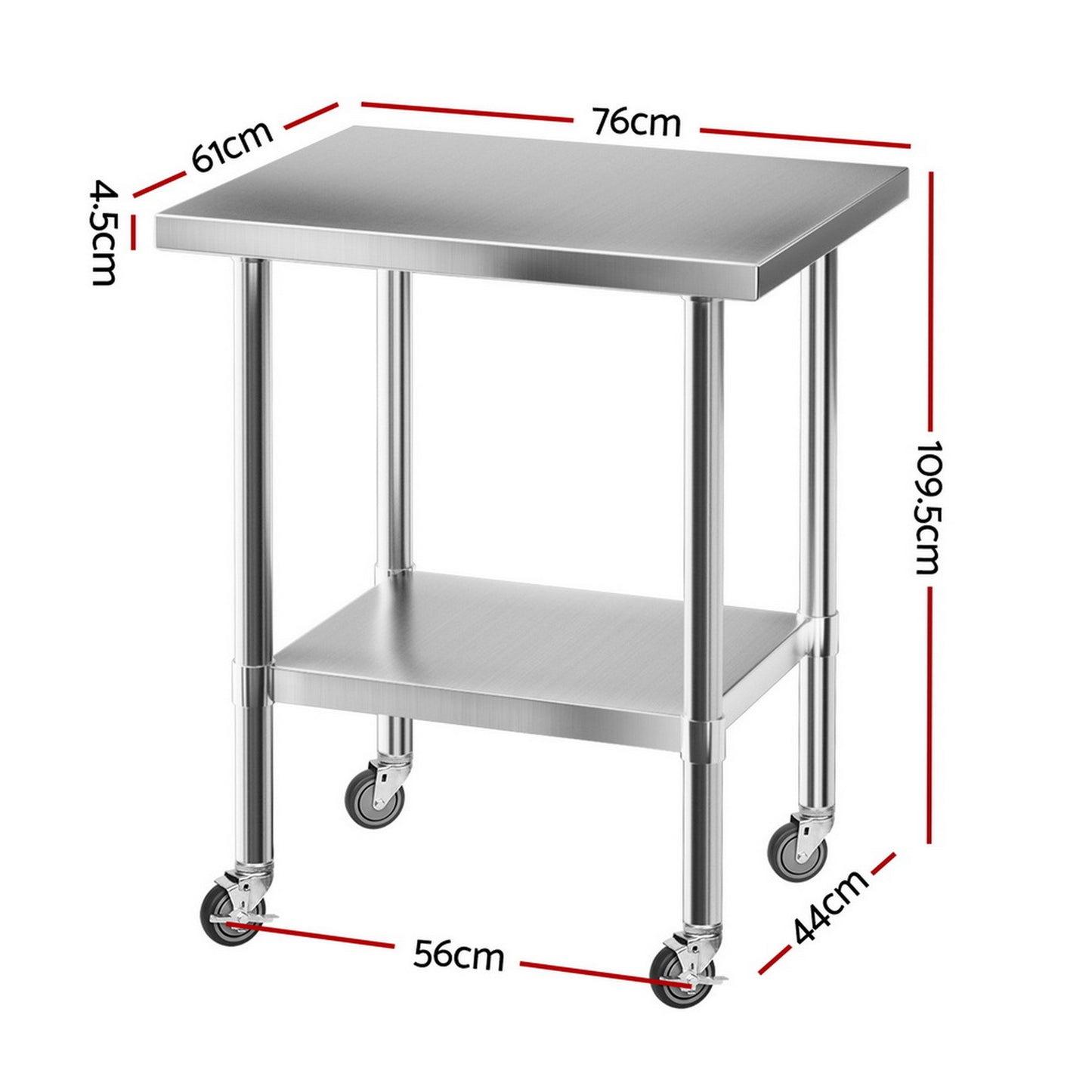 Cefito Stainless Steel Kitchen Bench w/ Splashback 760x610MM 430 - Image 2
