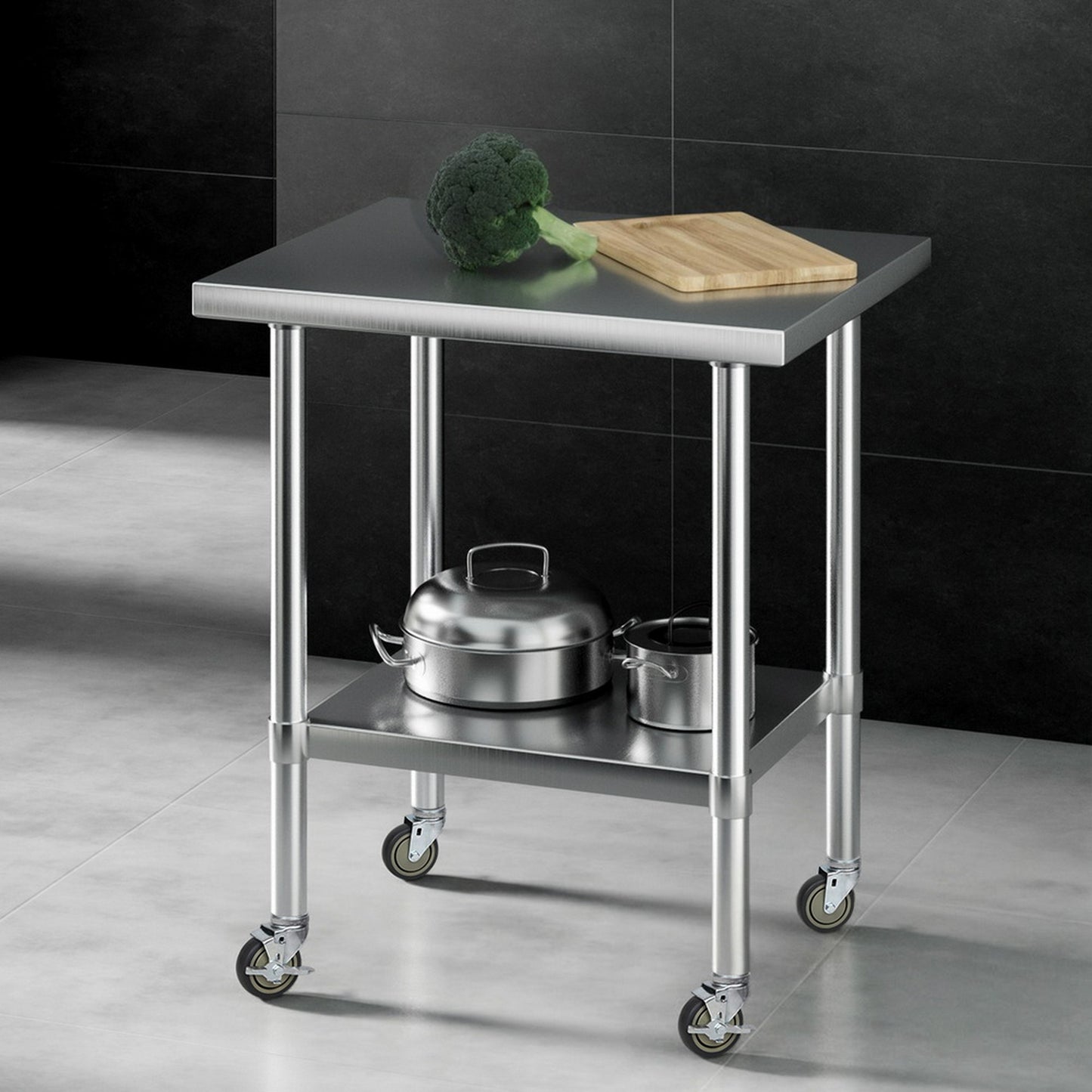 Cefito Stainless Steel Kitchen Bench w/ Splashback 760x610MM 430 - Image 7
