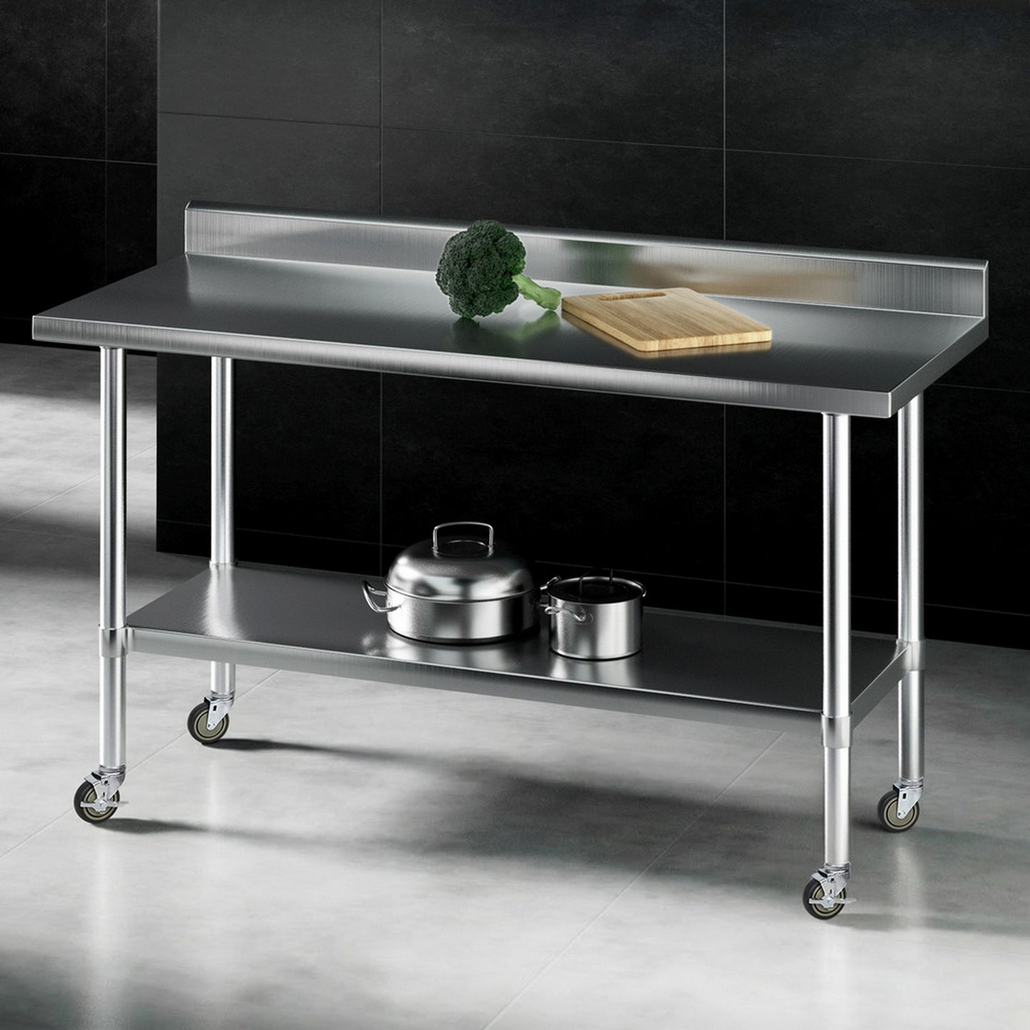 Cefito Stainless Steel Kitchen Bench w/ Splashback 1500x600MM 430 - Image 7