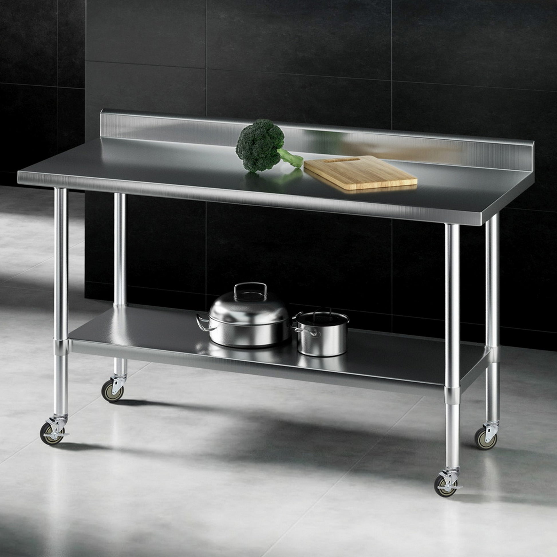 Cefito Stainless Steel Kitchen Bench w/ Splashback 1500x600MM 430 - Image 7