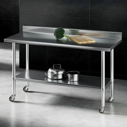 Cefito Stainless Steel Kitchen Bench w/ Splashback 1500x600MM 430 - Image 7