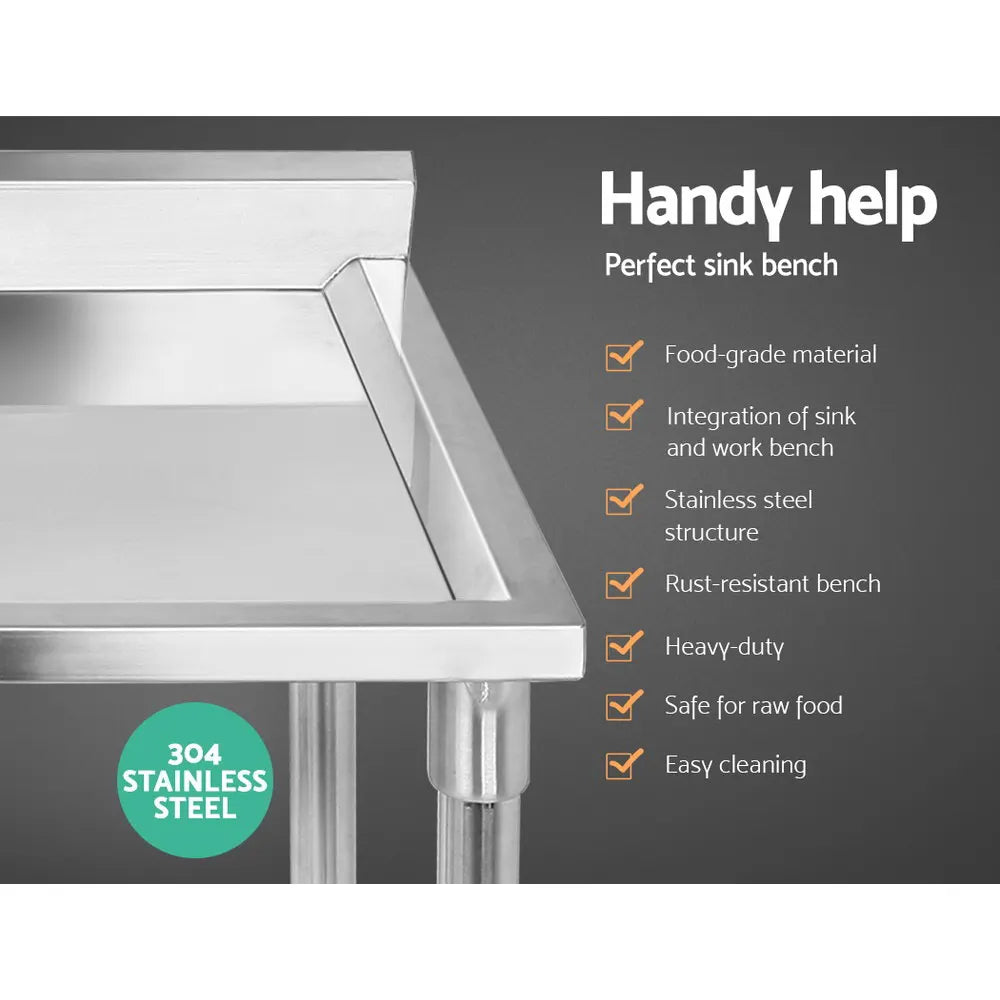 Cefito 100x60cm Stainless Steel Sink Bench Kitchen 304 - Image 3