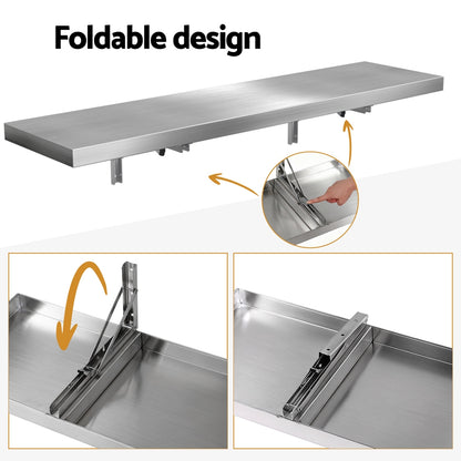 Cefito Commercial Stainless Steel Wall Shelf Kitchen Storage Rack 1200x300mm - Image 6