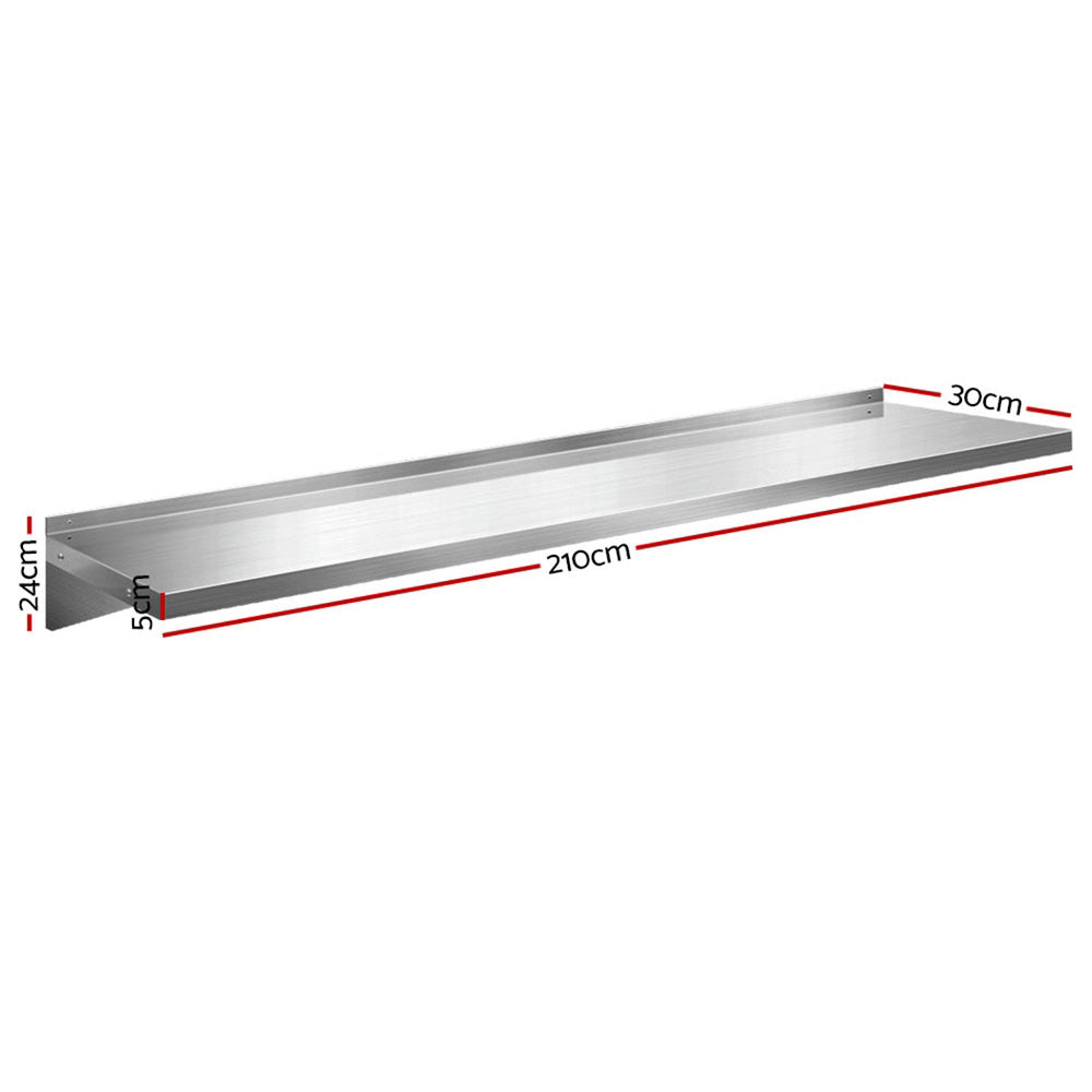 Cefito 2PCS 1200mm Stainless Steel Kitchen Wall Shelf Mounted Rack - Image 2