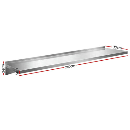 Cefito 2PCS 1200mm Stainless Steel Kitchen Wall Shelf Mounted Rack - Image 2