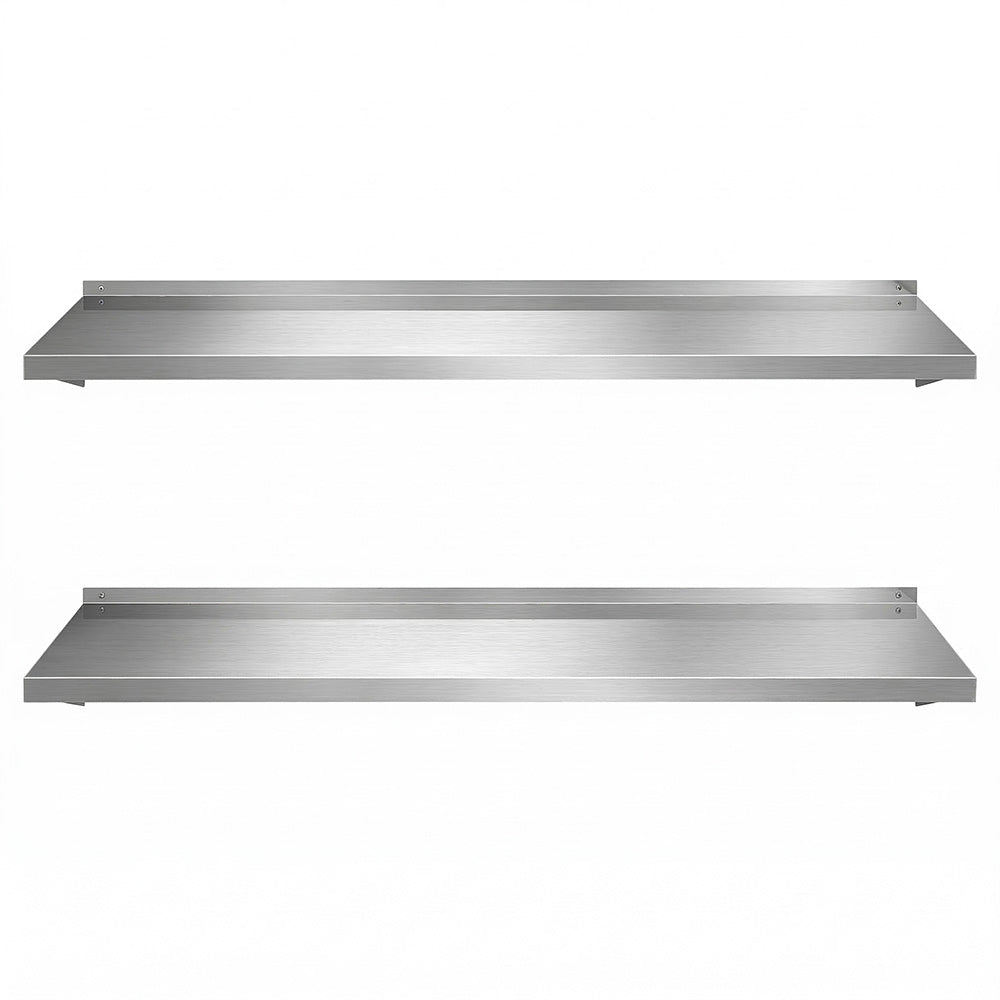 Cefito 2PCS 1200mm Stainless Steel Kitchen Wall Shelf Mounted Rack - Image 3