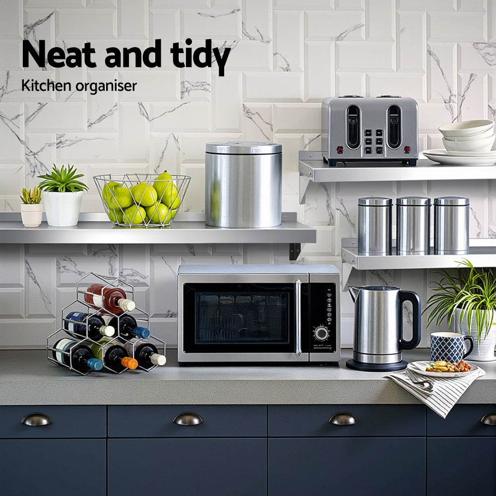 Cefito 2PCS 1200mm Stainless Steel Kitchen Wall Shelf Mounted Rack - Image 4