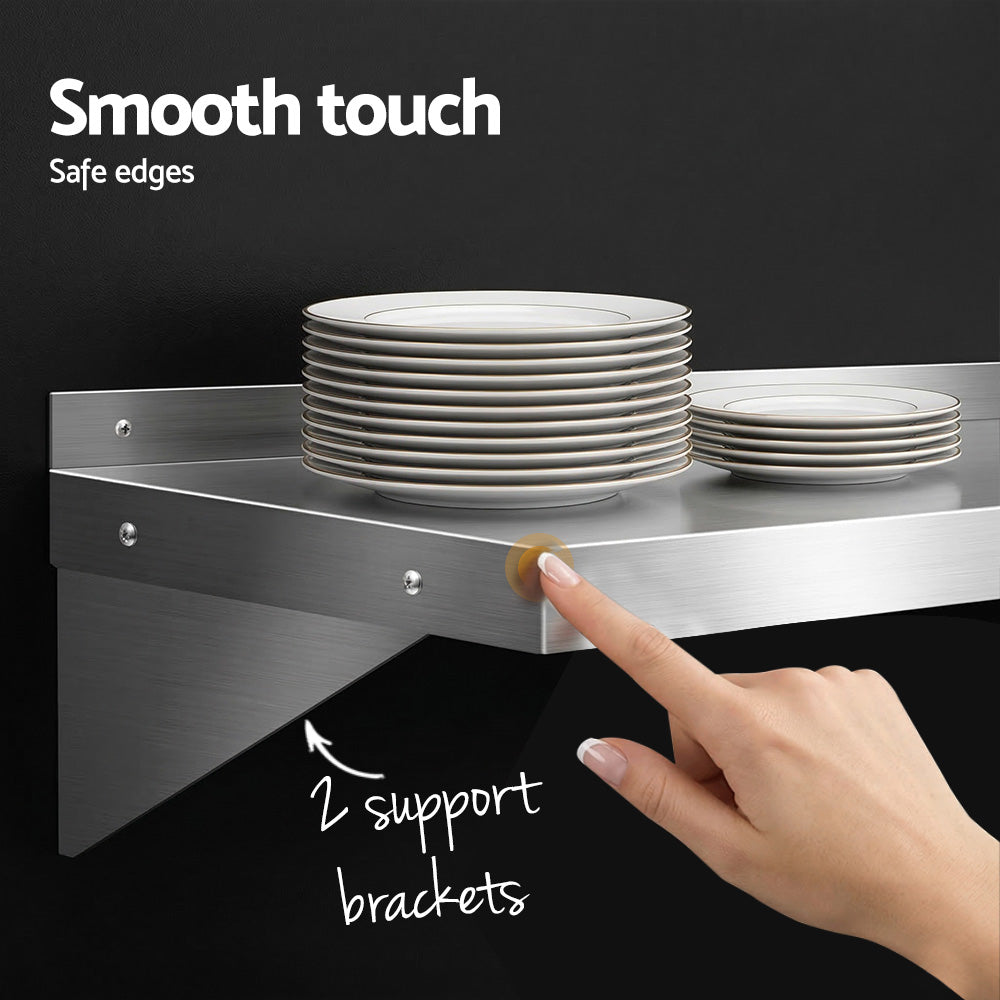 Cefito 2PCS 1200mm Stainless Steel Kitchen Wall Shelf Mounted Rack - Image 5