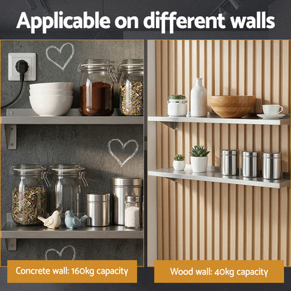 Cefito 2PCS 1200mm Stainless Steel Kitchen Wall Shelf Mounted Rack - Image 8