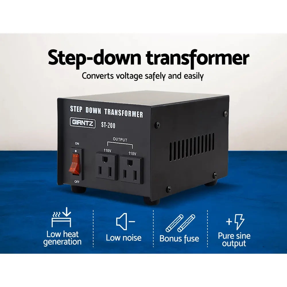 Giantz Step Down Transformer 200W 240V TO 110V Stepdown Voltage Converter AU-US - Image 3