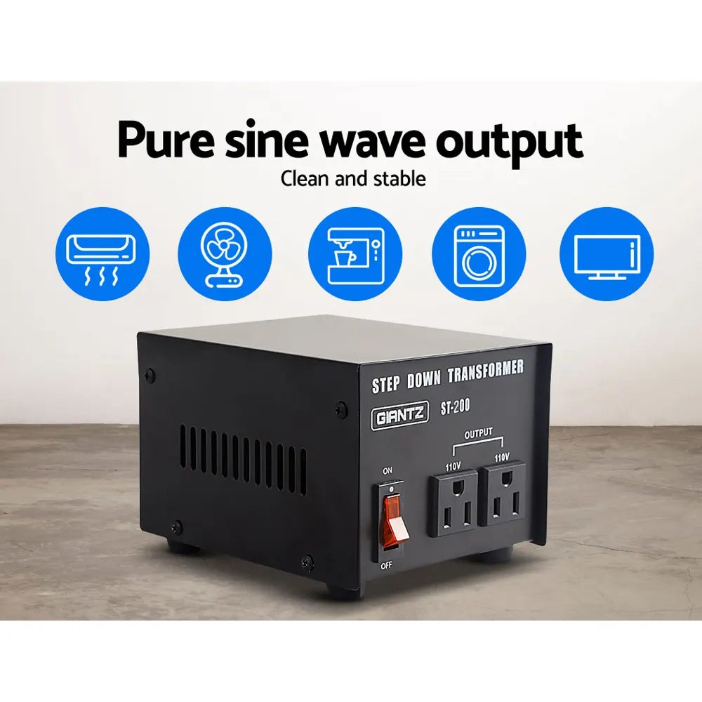 Giantz Step Down Transformer 200W 240V TO 110V Stepdown Voltage Converter AU-US - Image 5