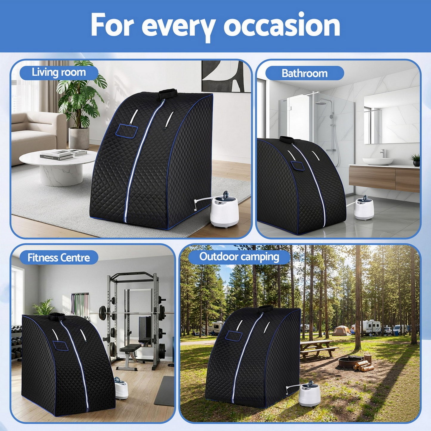 Devanti Portable Steam Sauna Tent 1000W 2L Steamer Pot Personal Home SPA Timer - Image 8