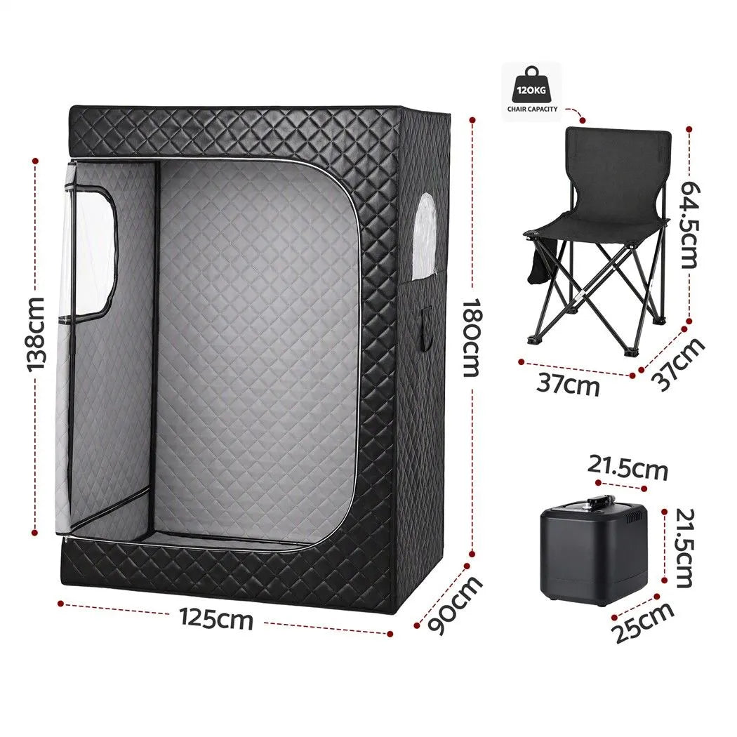 Devanti Portable Steam Sauna Tent 2 Person 1000W 3L Steamer Home SPA 60Min Timer - Image 2