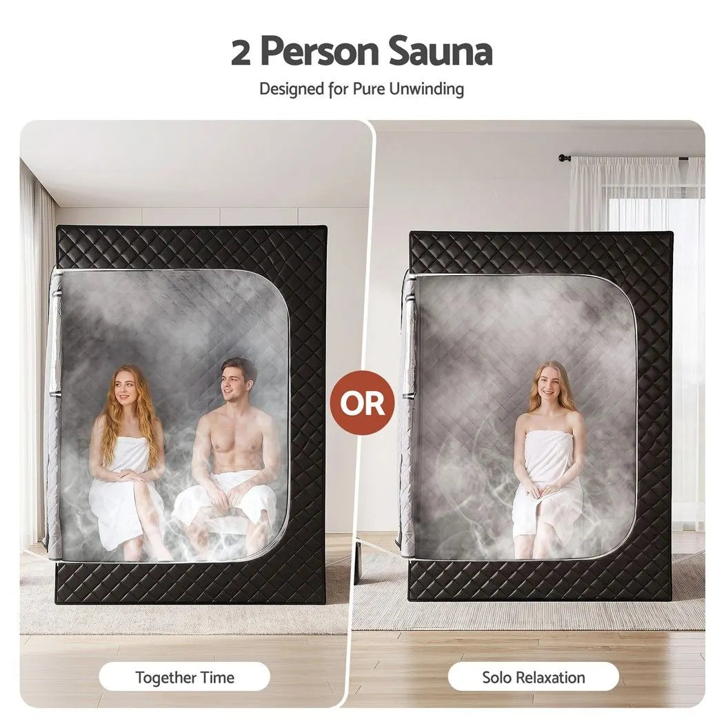 Devanti Portable Steam Sauna Tent 2 Person 1000W 3L Steamer Home SPA 60Min Timer - Image 6