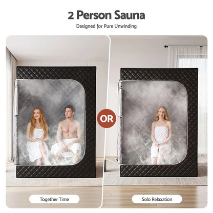 Devanti Portable Steam Sauna Tent 2 Person 1000W 3L Steamer Home SPA 60Min Timer - Image 6