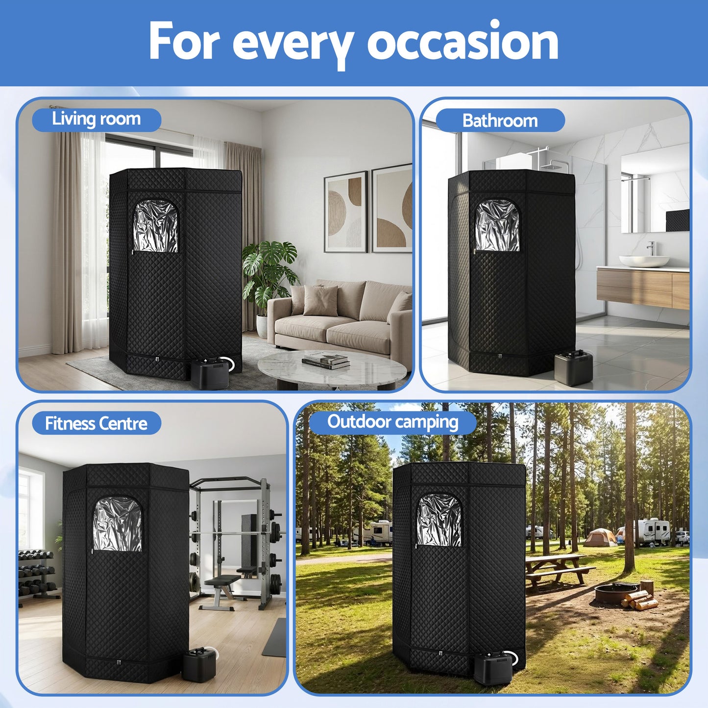 Devanti Portable Steam Sauna Tent 1000W 3L Steamer Pot Full Body Home SPA Timer - Image 8