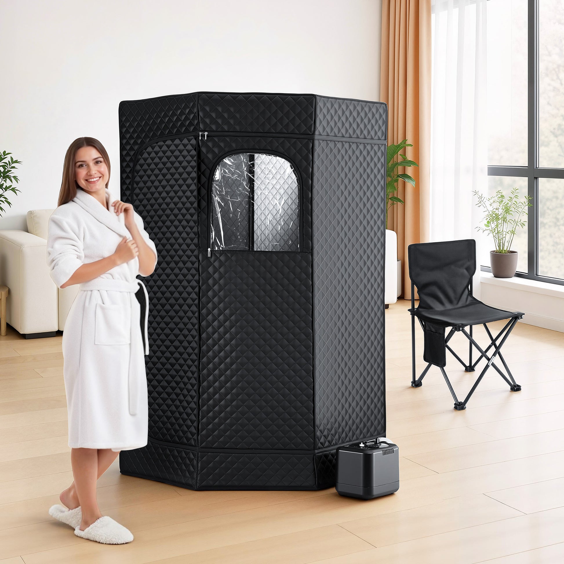Devanti Portable Steam Sauna Tent 1000W 3L Steamer Pot Full Body Home SPA Timer - Image 9
