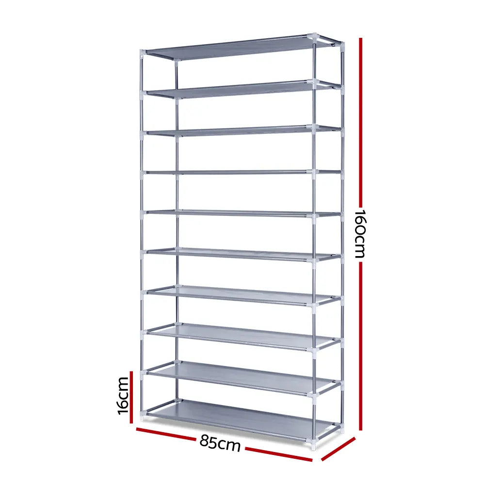Artiss Shoe Rack Cabinet Stackable 10-Tier Grey - Image 4