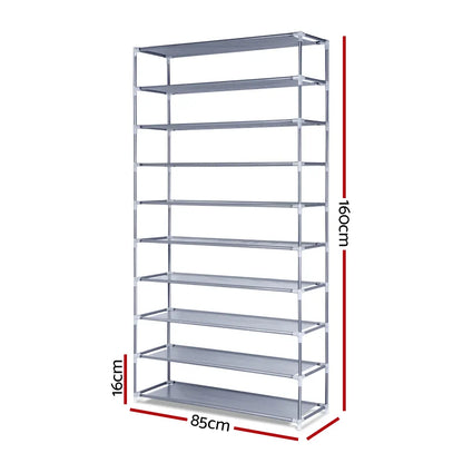 Artiss Shoe Rack Cabinet Stackable 10-Tier Grey - Image 4