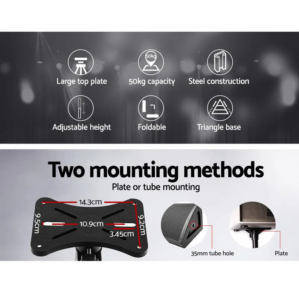 Alpha Speaker Stand 65-120cm Adjustable Height Surround Sound Studio Home 2pcs - Image 4