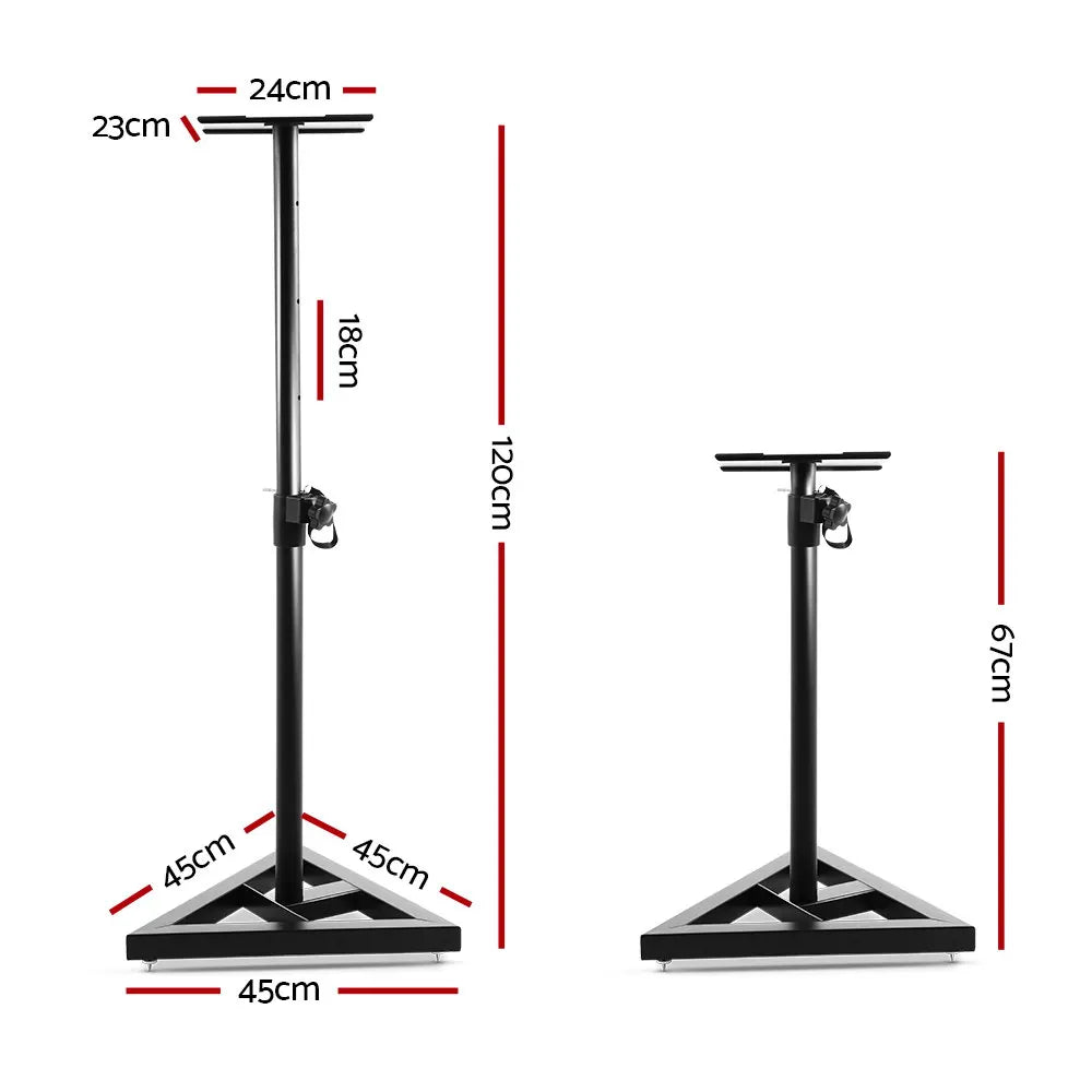 Alpha Speaker Stand 67-120cm Adjustable Height Surround Sound Studio Home 2pcs - Image 2