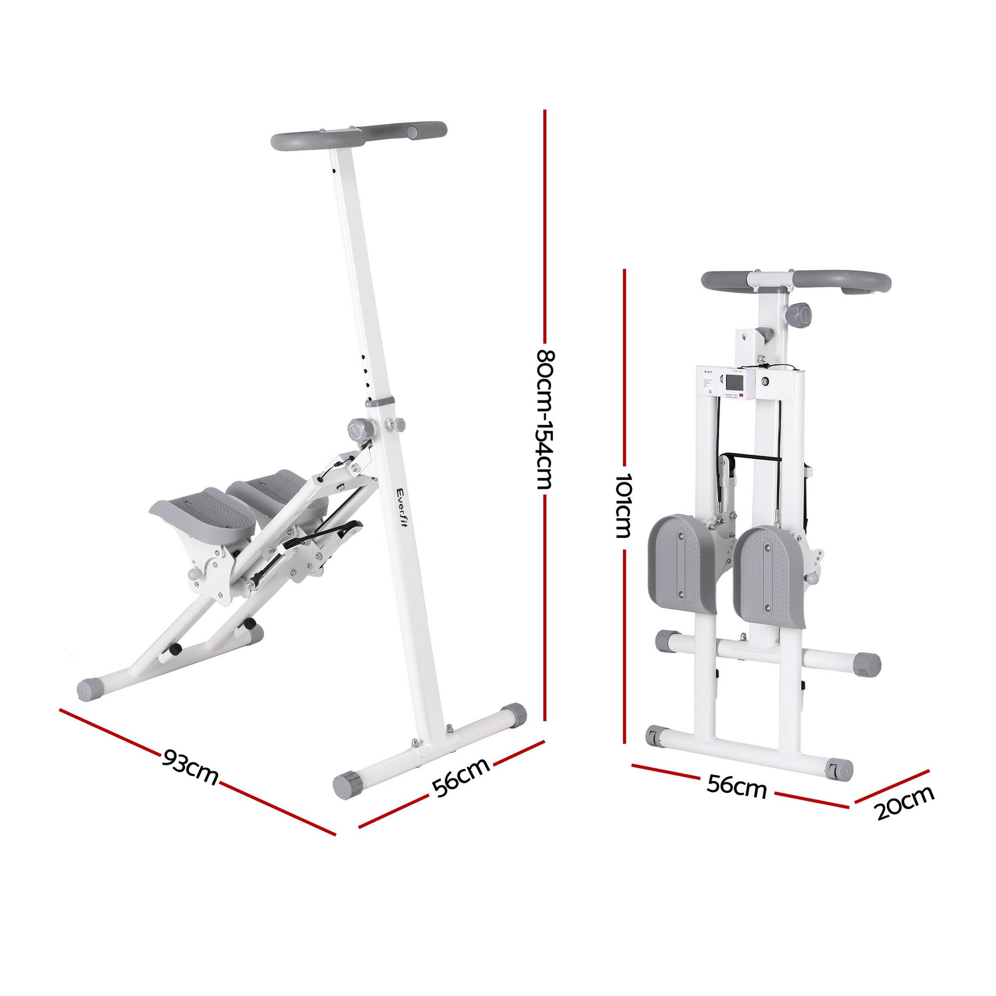 Everfit Step Machine Stair Climber for Home Gym Exercise Foldable LED Display Adjustable Handlebar - Image 3