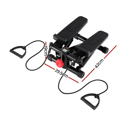 Everfit Mini Stepper with Resistance Rope Aerobic for Exercise Compact Home Workout Black - Image 2