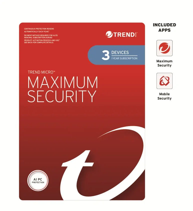 Trend Micro Maximum Security (3 Devices) 1 Year Retail Mini Box Auto Renew - Software