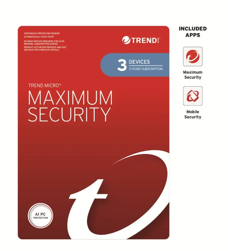 Trend Micro Maximum Security (3 Devices) 2 Year Retail Mini Box Auto Renew - Software