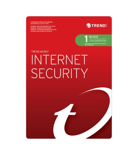 Trend Micro Internet Security (1 Device) 1 Year Add-On Auto Renew OEM - Software