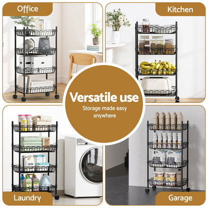 Artiss 4-Tier Shelving Unit Adjustable Garage Storage Kitchen Rack With Wheels - Image 5