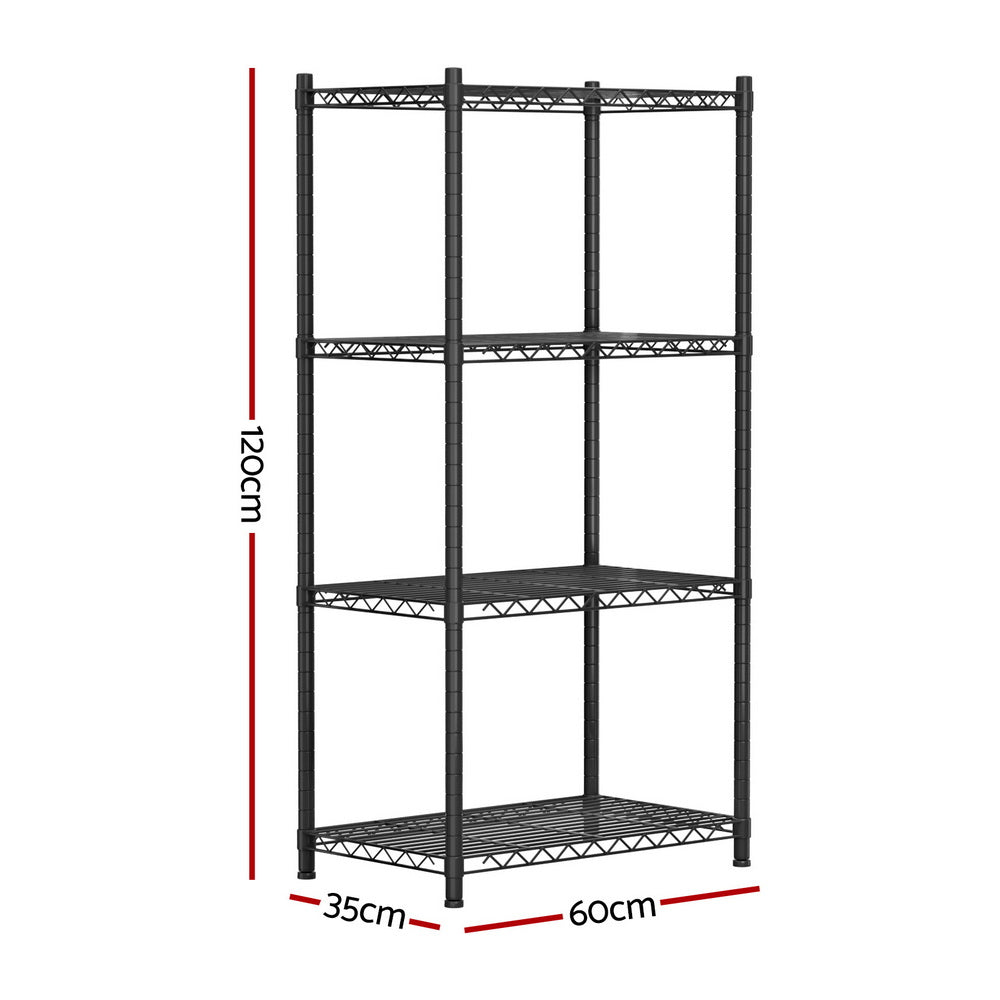 Artiss 4-Tier Shelving Unit Adjustable Garage Storage Shelves Kitchen Rack Steel - Image 3