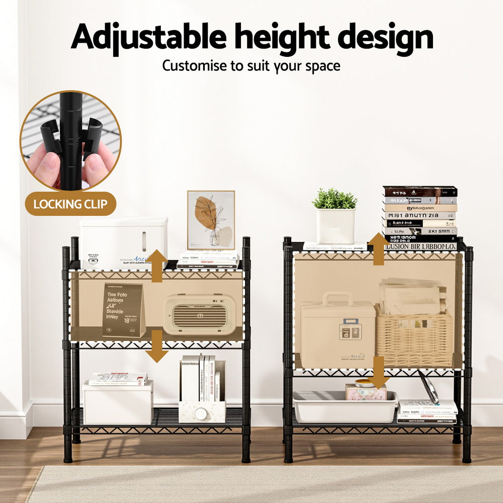 Artiss 3-Tier Shelving Unit Adjustable Garage Storage Shelves Kitchen Rack Steel - Image 7